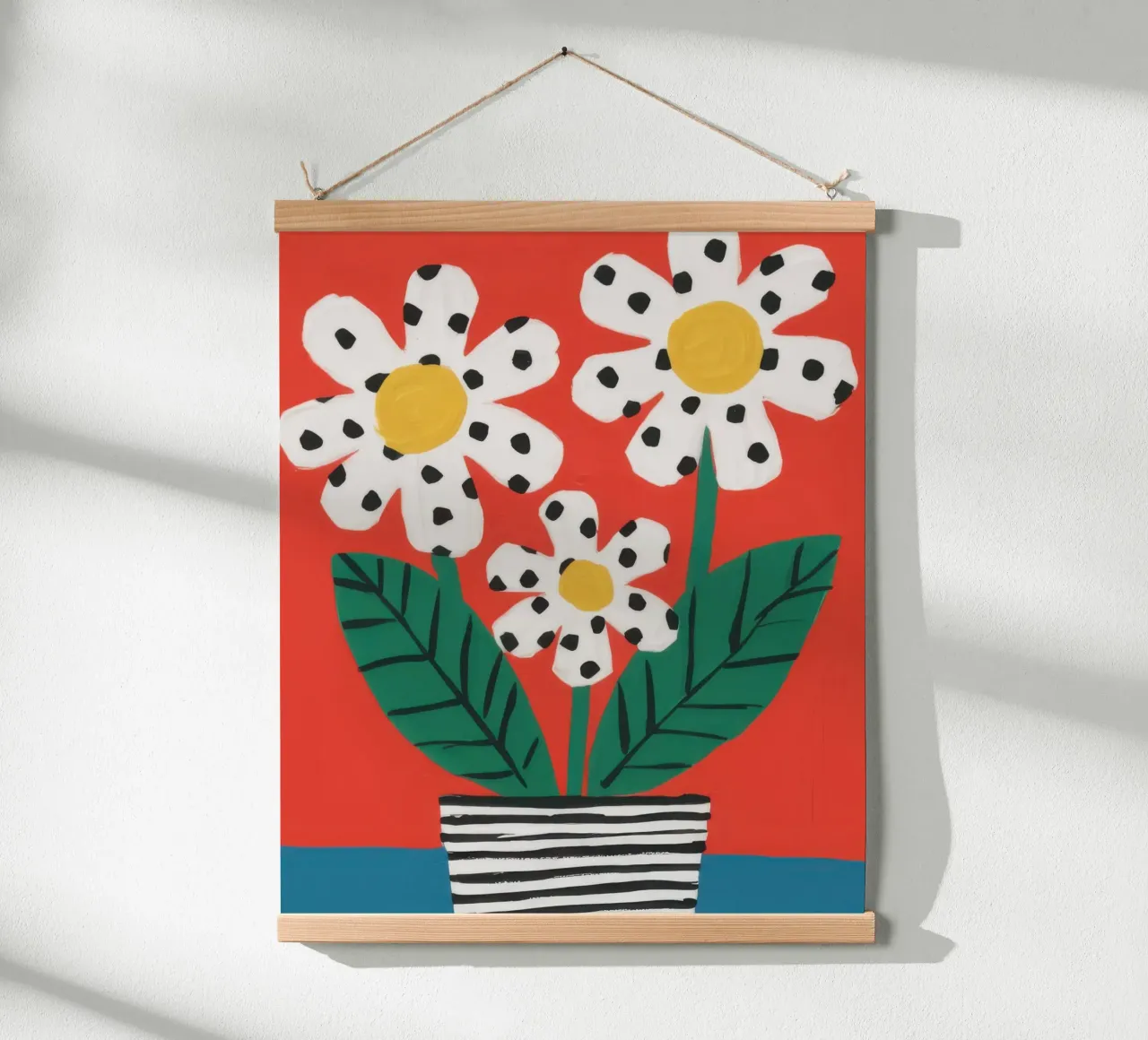 Margherita a strisce Immobile poster con telaio in legno da Frosh Pallete
