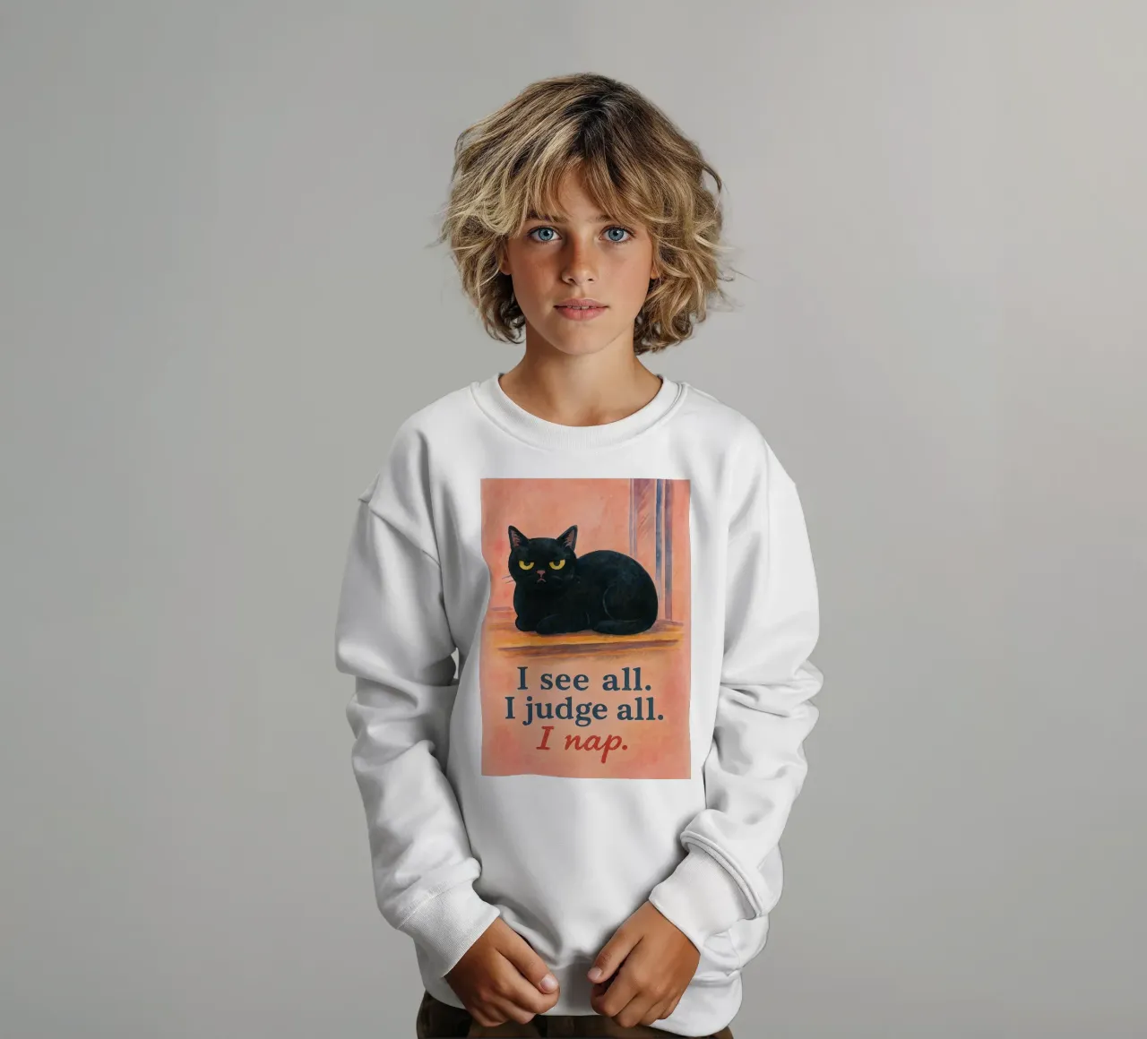 Vedo tutto, giudico tutto, sonnecchio disegnando gatti felpa bambino da Botania