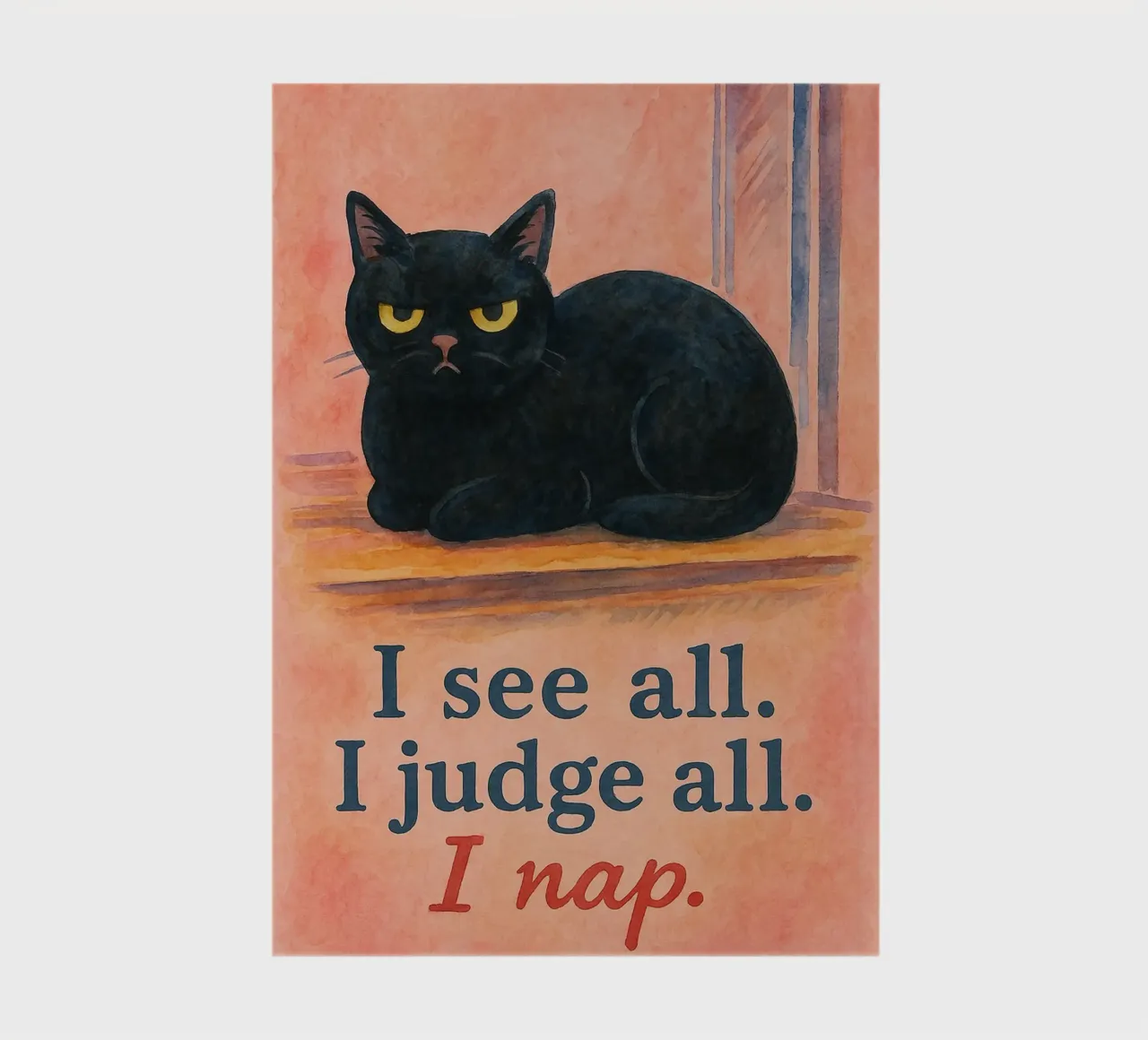 i see all i judge all i nap cat drawing notebook by Botania