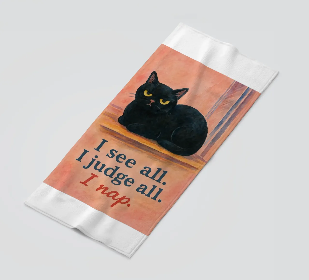 Vedo tutto, giudico tutto, sonnecchio disegnando gatti telo mare da Botania