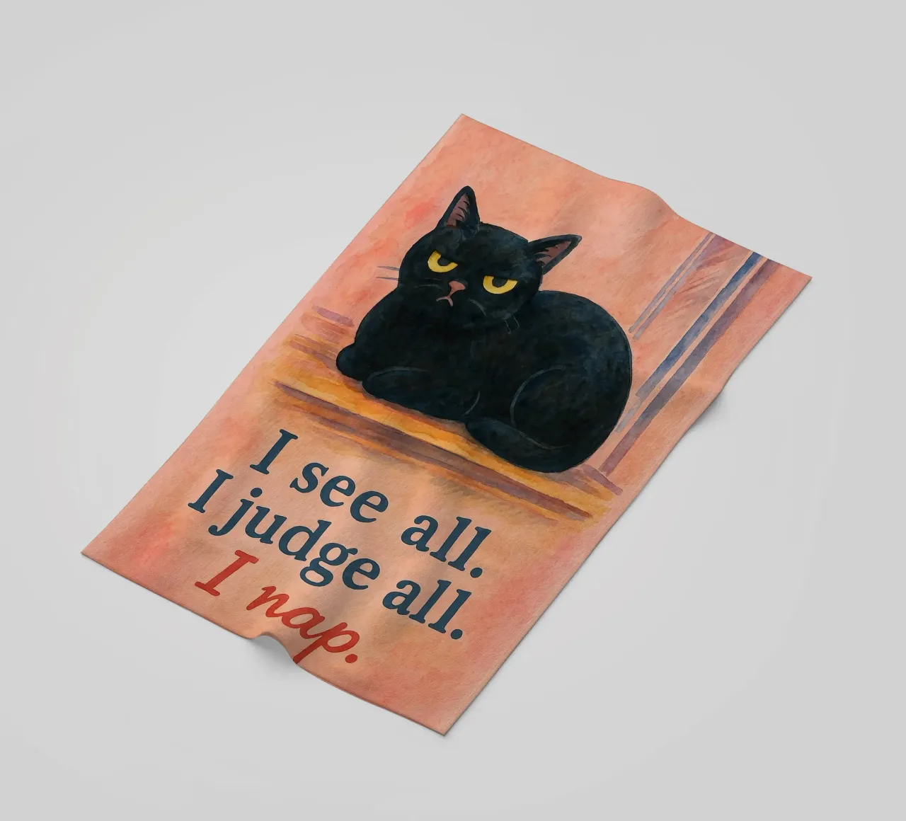 Vedo tutto, giudico tutto, sonnecchio disegnando gatti telo mare da Botania