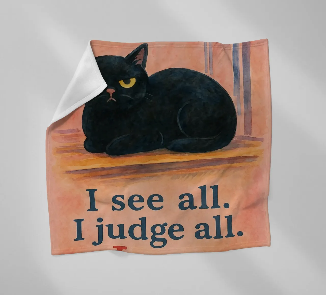 i see all i judge all i nap cat drawing fleece blanket by Botania