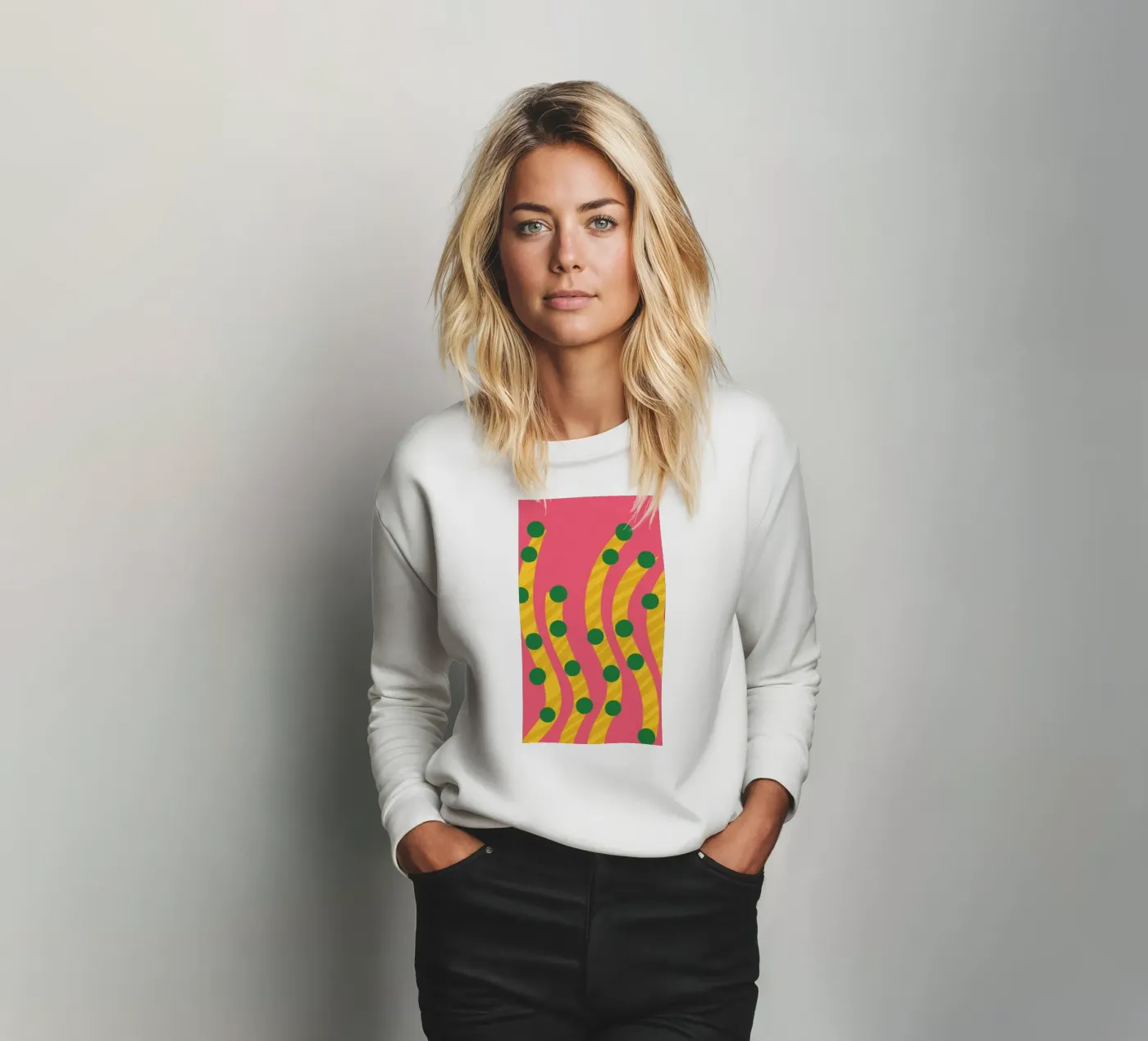 Groen puntpatroon sweatshirt van Obs Canvas