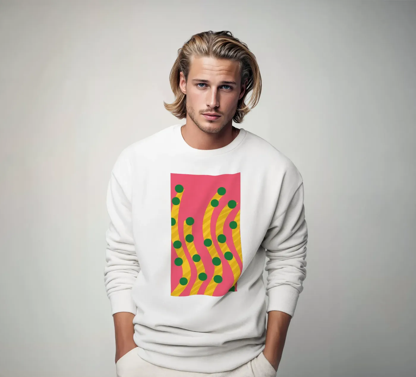 Groen puntpatroon sweatshirt van Obs Canvas