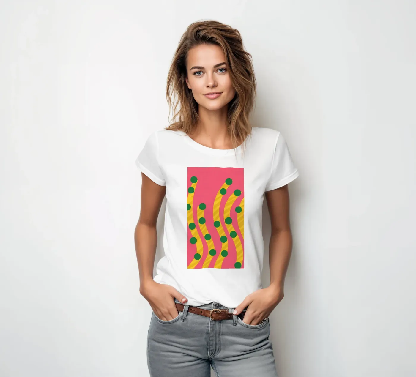 Modello a punti verdi t-shirt da donna da Obs Canvas