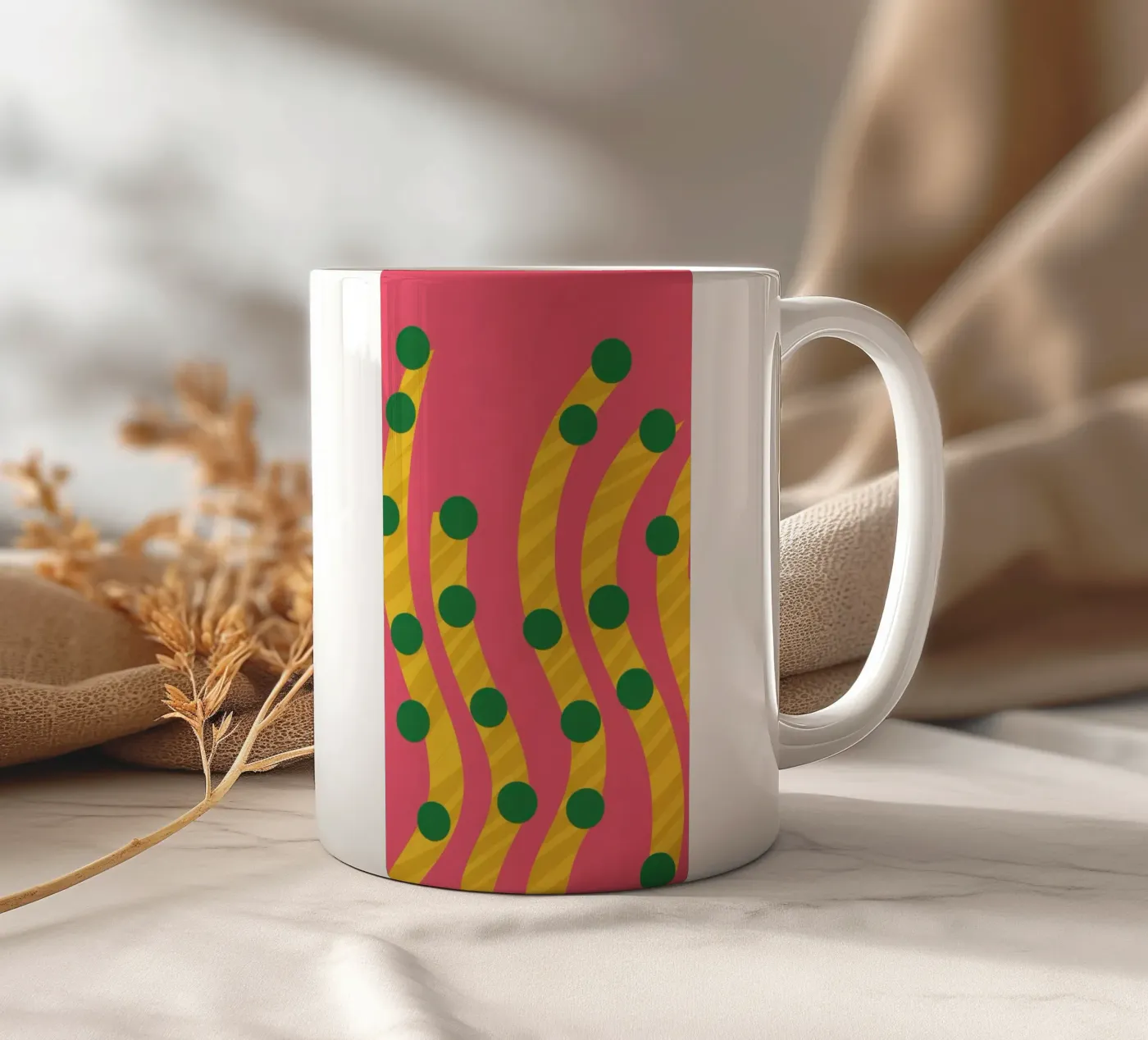 Green Dot Pattern ceramic mug by Obs Canvas