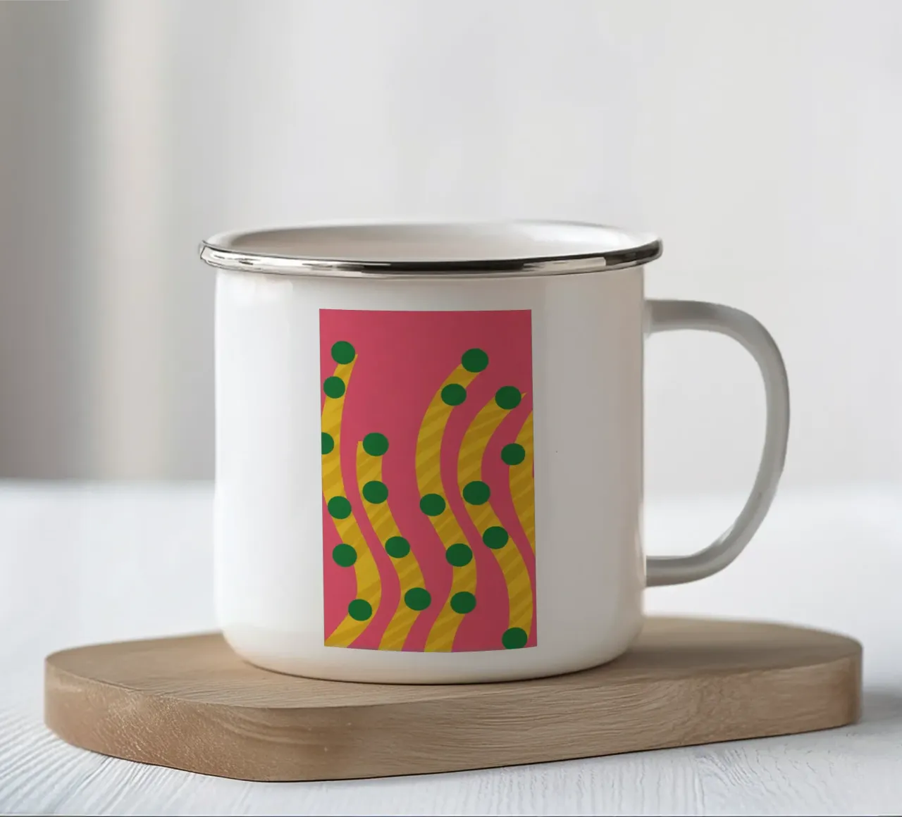Modello a punti verdi tazza in smalto da Obs Canvas