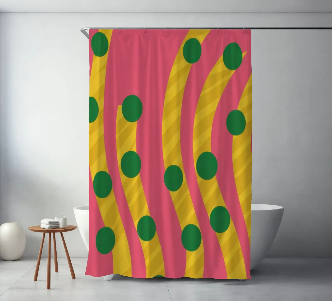 Groen puntpatroon douchegordijn van Obs Canvas