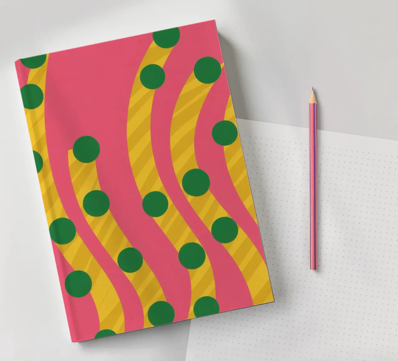 Green Dot Pattern notebook by Obs Canvas