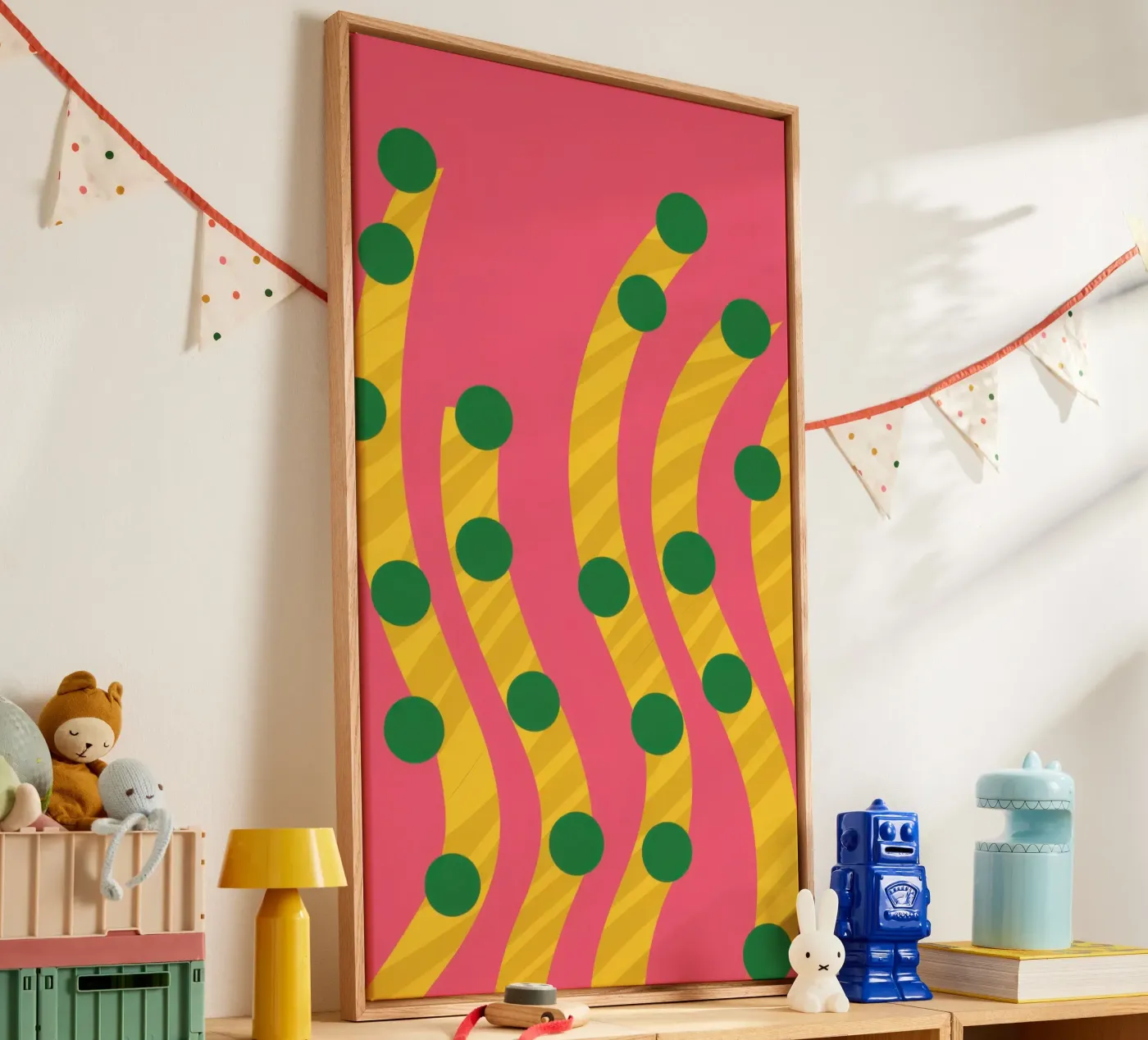 Groen puntpatroon canvas van Obs Canvas
