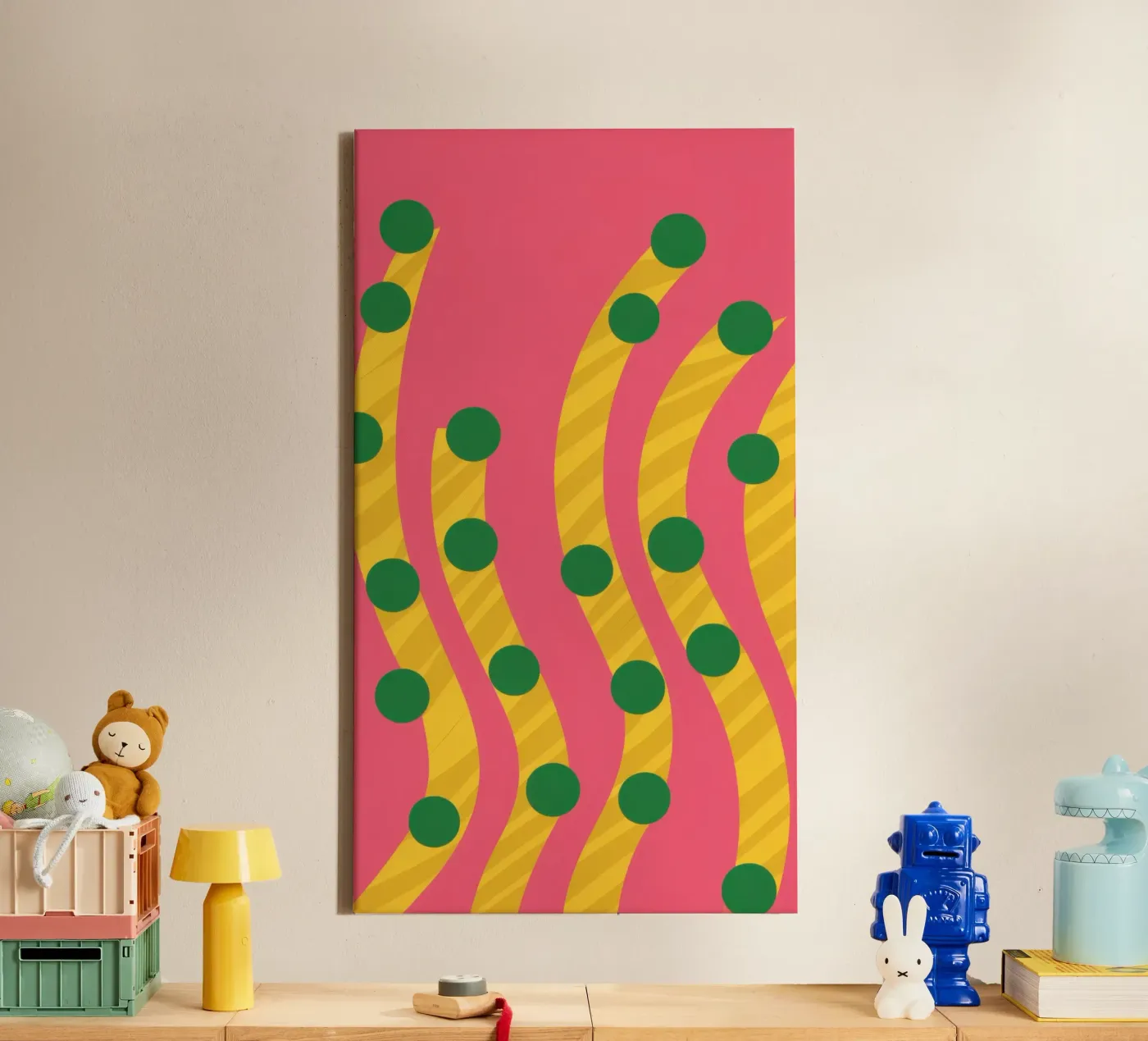 Grüner Punkt-Muster Leinwand von Obs Canvas