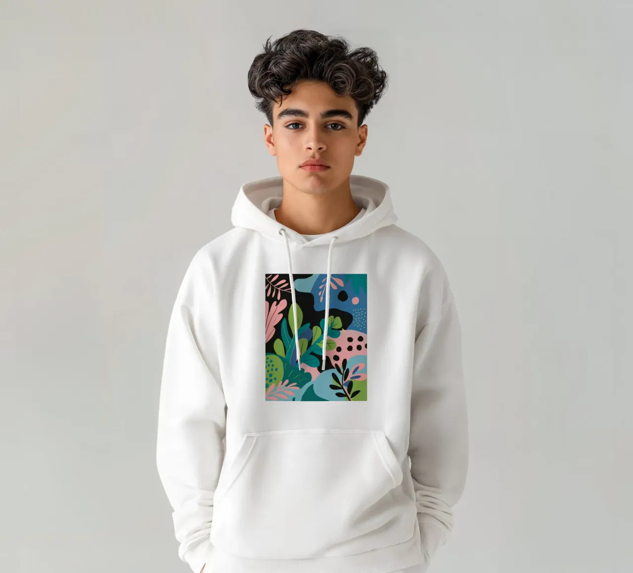 Astratto botanico giocoso felpa con cappuccio da Line Fable