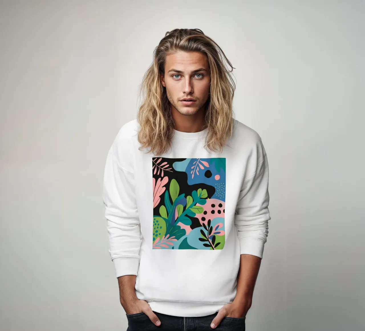 Playful Botanical Abstract sweatshirt by Line Fable