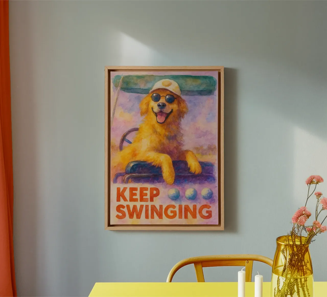 disegno del cane che continua a oscillare tela con Cornice a cassetta da Botania