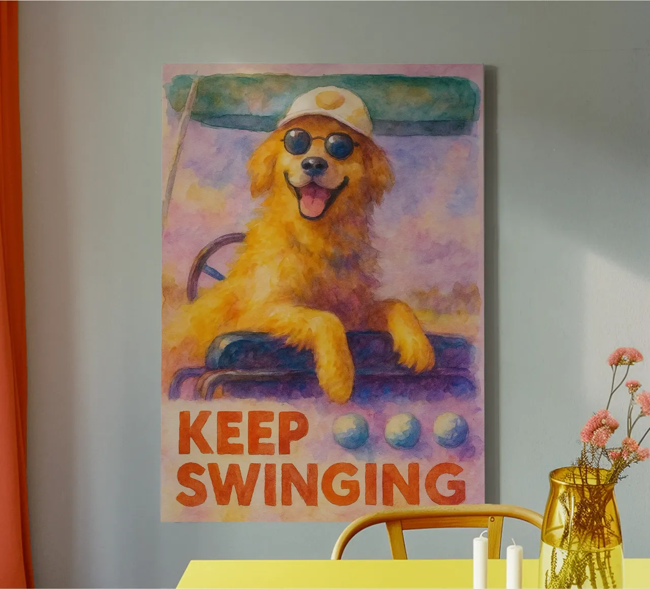 disegno del cane che continua a oscillare tela con Cornice a cassetta da Botania