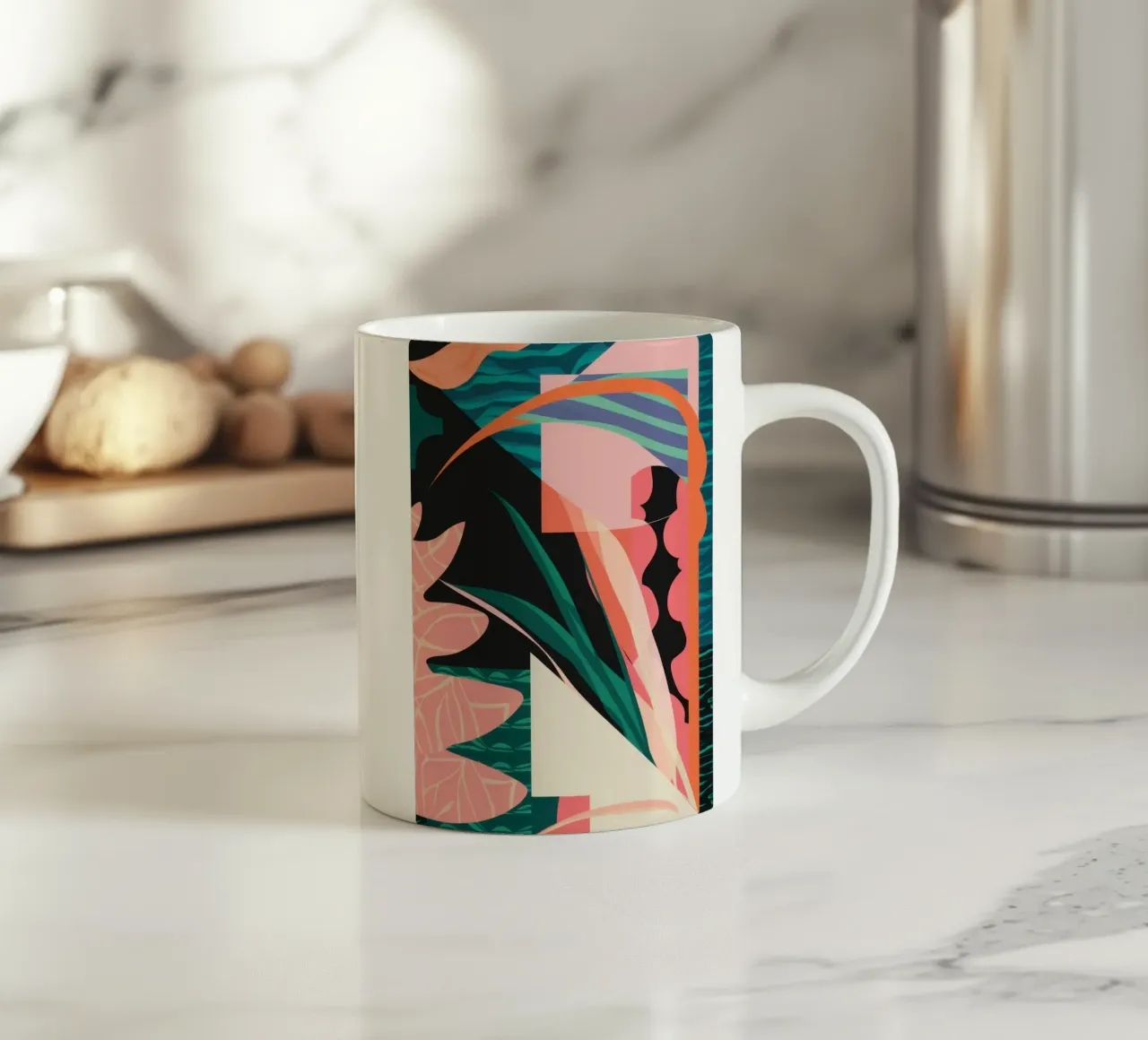 Rosa astratto e spigoloso tazza in ceramica da Lunar Valentina