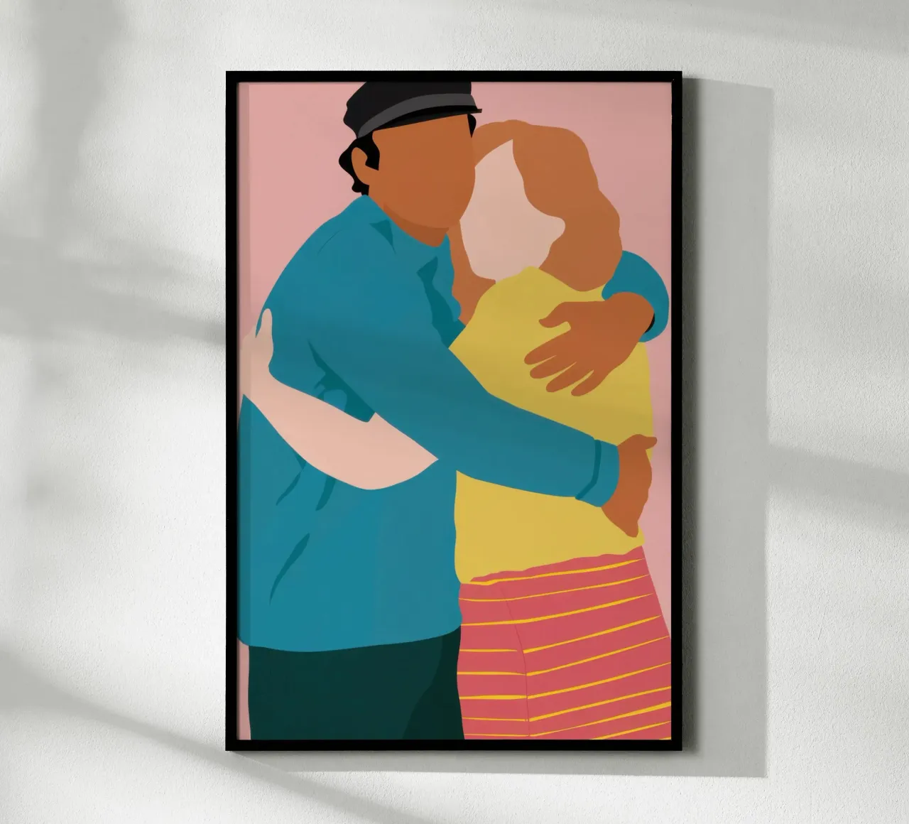 Abbraccio amorevole Calore poster con telaio in legno da Obs Canvas
