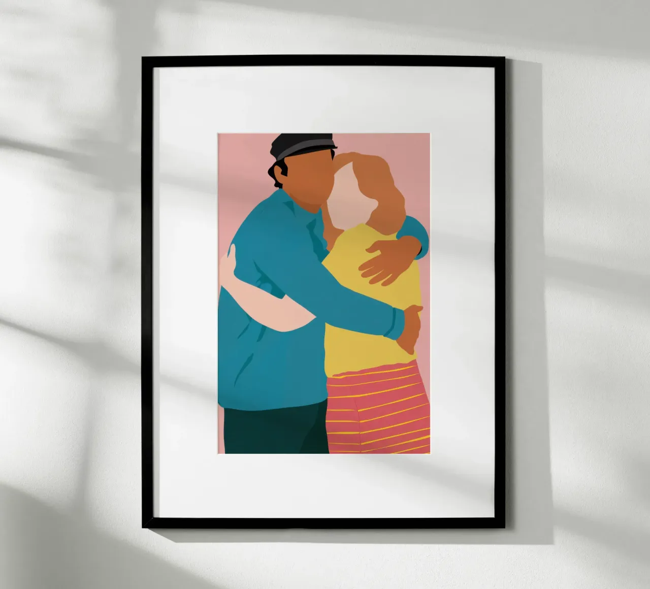Abbraccio amorevole Calore poster con telaio in legno da Obs Canvas