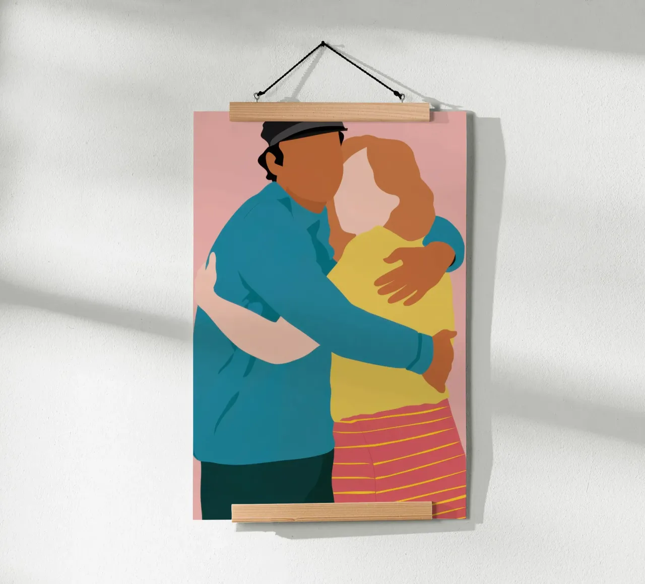 Abbraccio amorevole Calore poster con telaio in legno da Obs Canvas