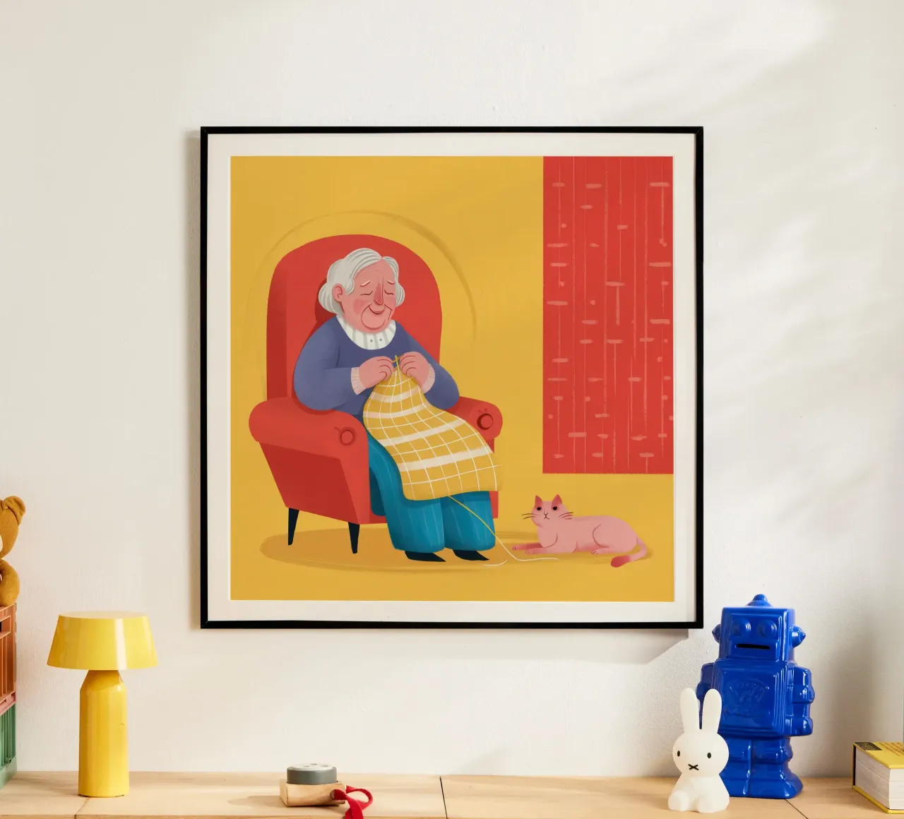 L'angolo accogliente della nonna poster con telaio in legno da Thistle Bloom