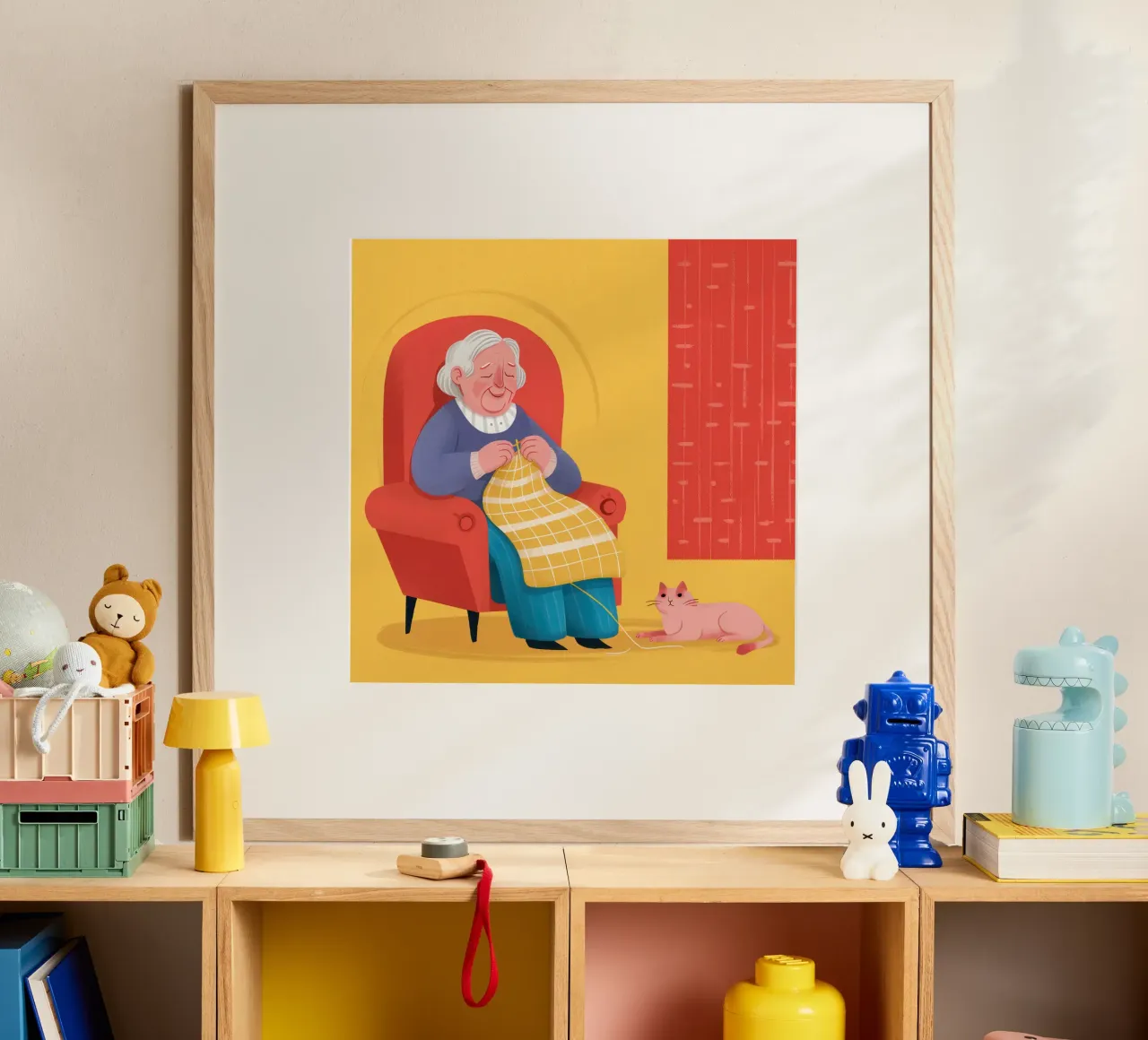 L'angolo accogliente della nonna poster con telaio in legno da Thistle Bloom