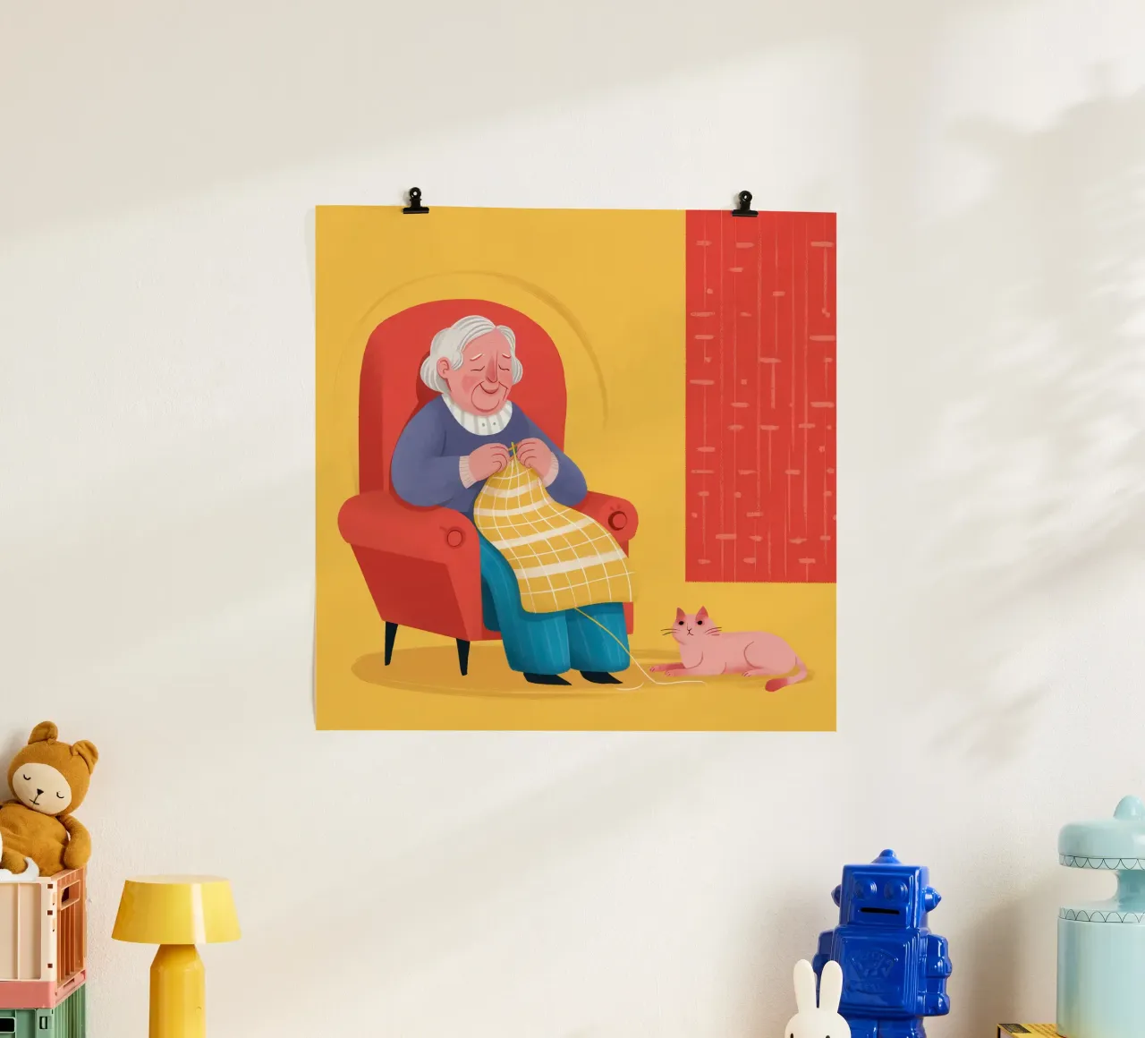 L'angolo accogliente della nonna poster con telaio in legno da Thistle Bloom