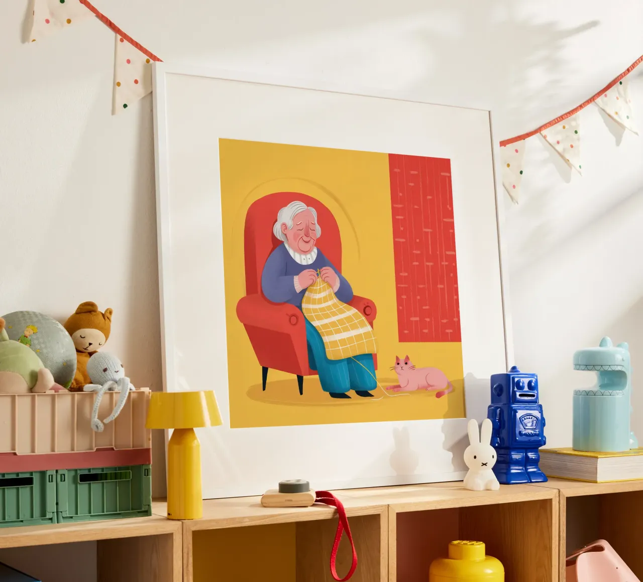 L'angolo accogliente della nonna poster con telaio in legno da Thistle Bloom