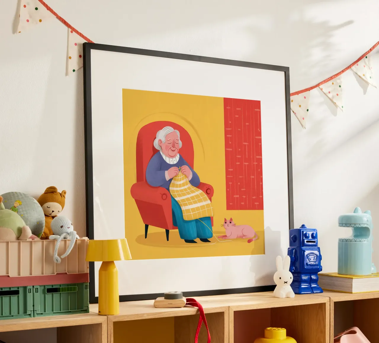 L'angolo accogliente della nonna poster con telaio in legno da Thistle Bloom