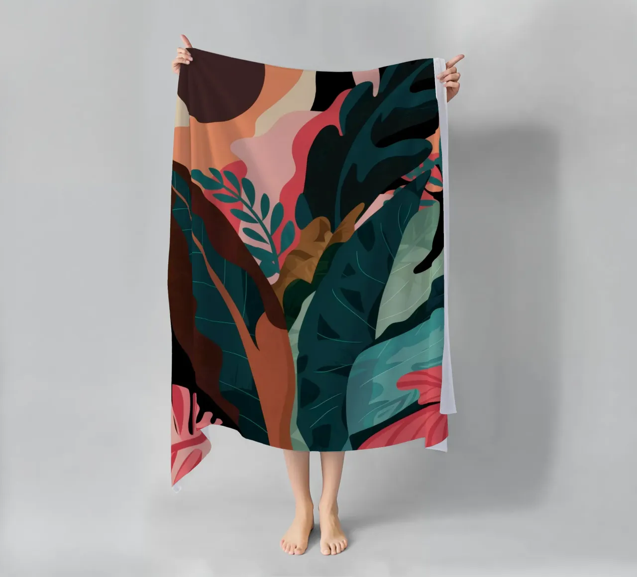 Sfeervolle botanische schaduwen strandhanddoek van Frosh Pallete