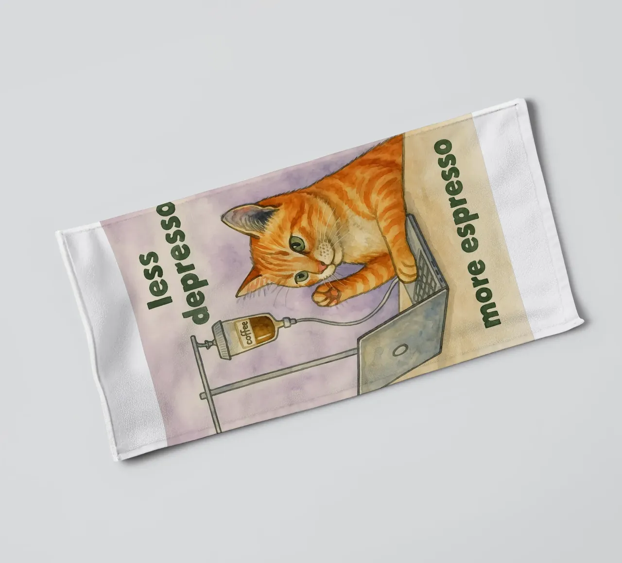less depreso more espresso cat drawing towel by Botania