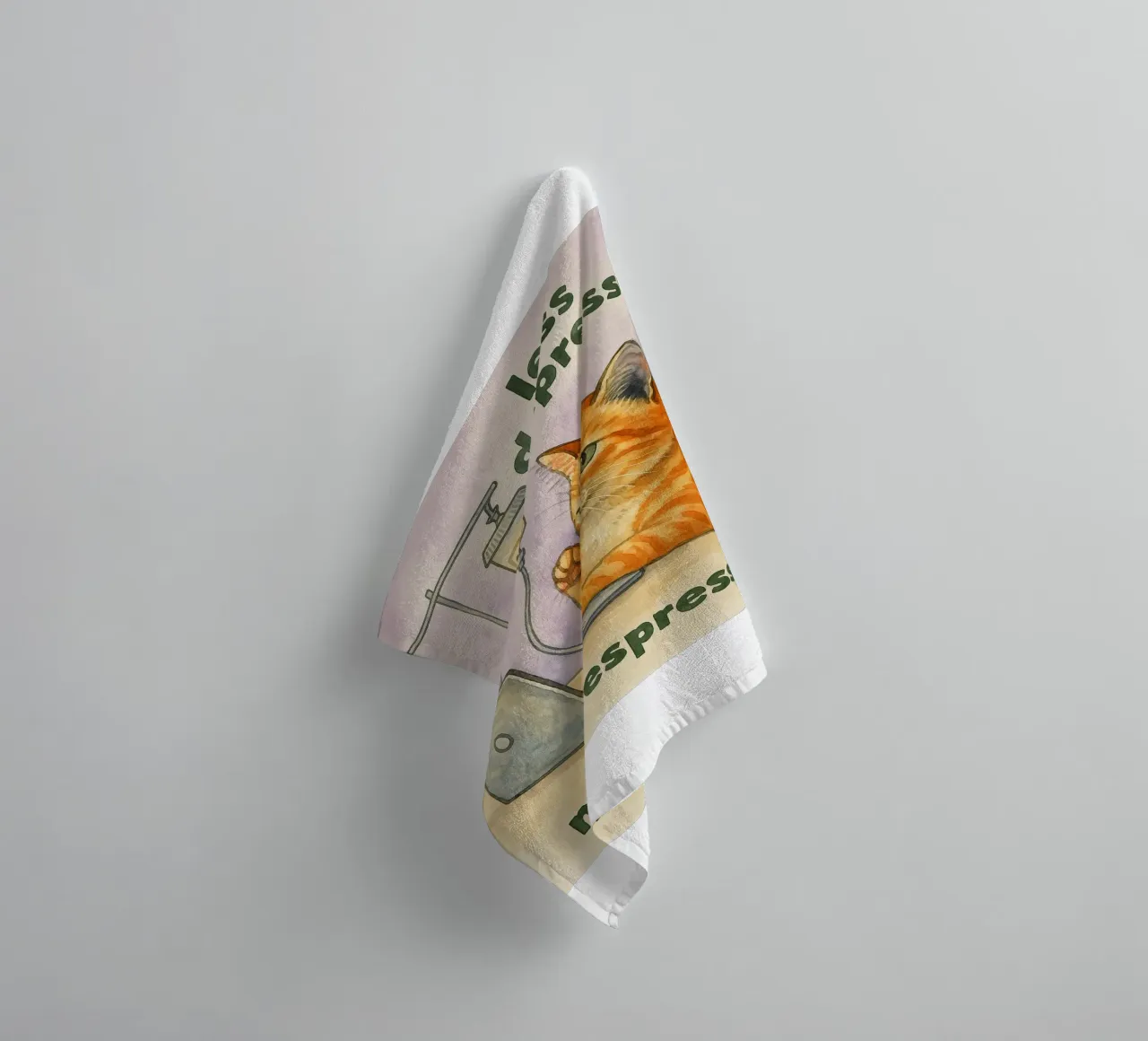 less depreso more espresso cat drawing towel by Botania