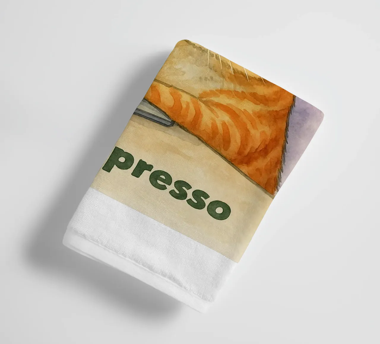 less depreso more espresso cat drawing towel by Botania