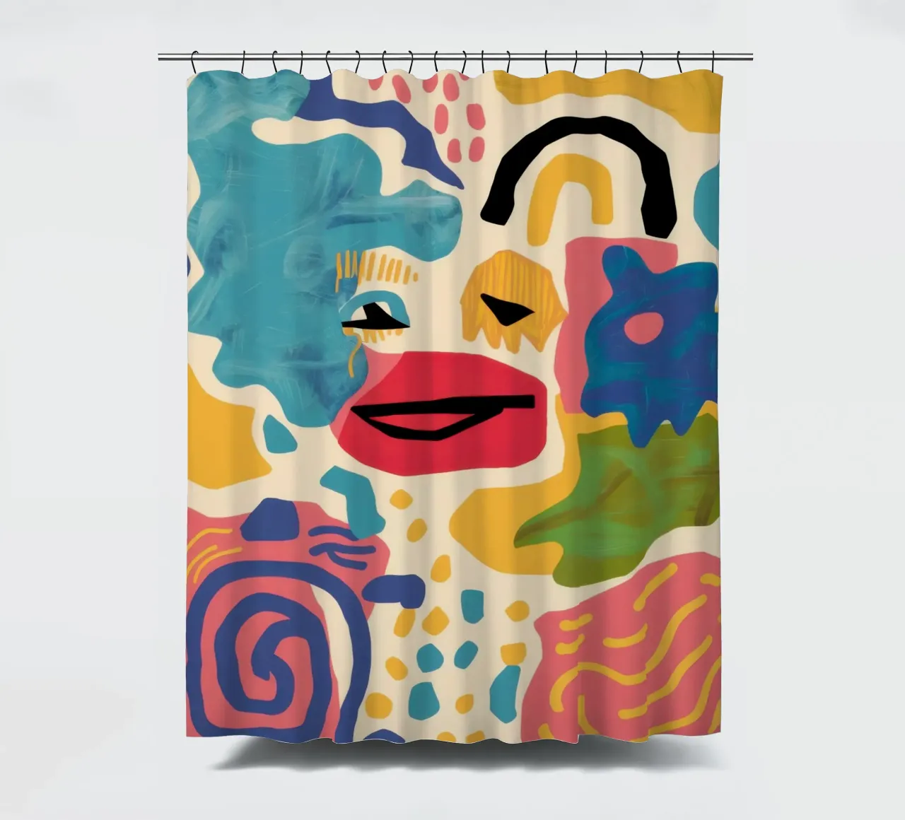 Visage ludique abstrait rideau de douche de Obs Canvas