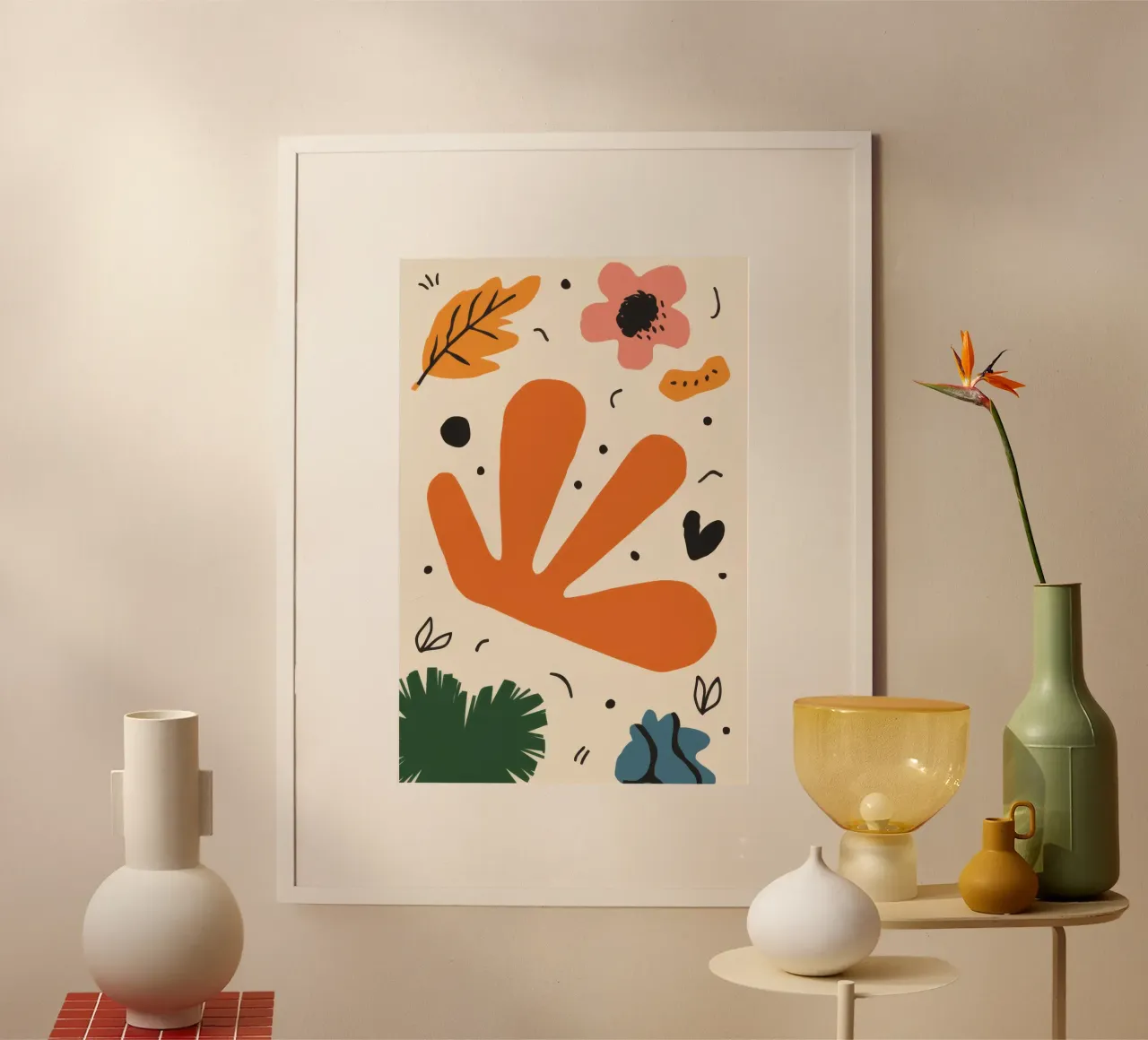 Forme organiche ritagliate poster con telaio in legno da Line Fable