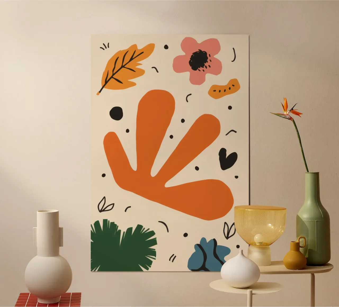 Forme organiche ritagliate poster con telaio in legno da Line Fable