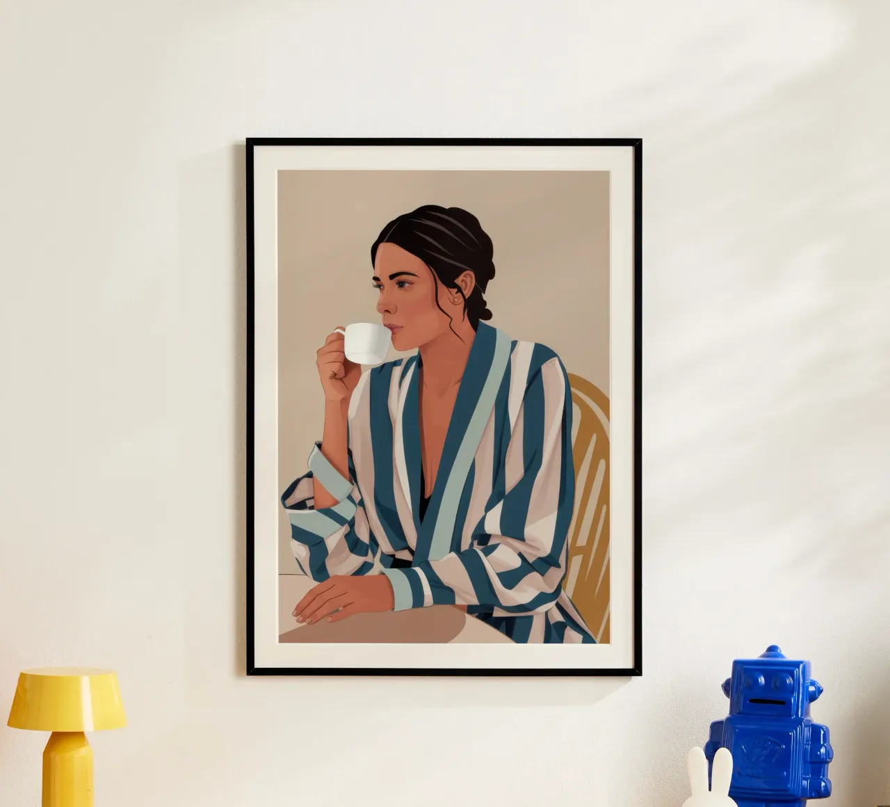 Accappatoio a righe Repose poster con telaio in alluminio da Lunar Valentina