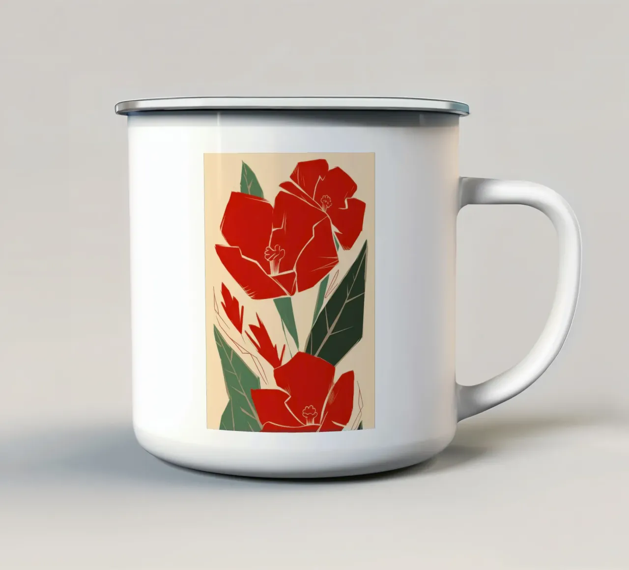 Papaveri rossi in grassetto tazza in smalto da Obs Canvas