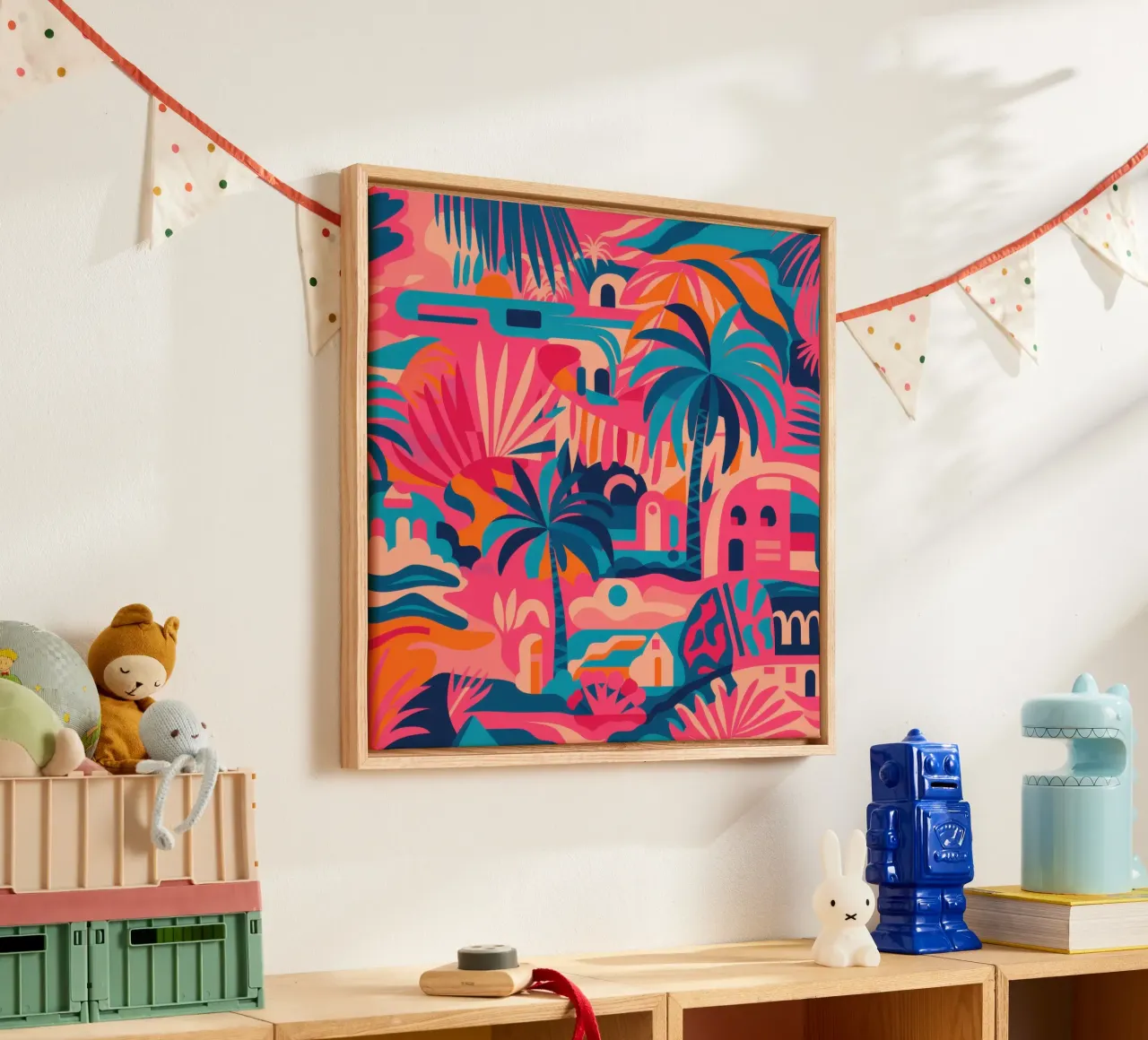 Paradiso tropicale vivace tela con Cornice a cassetta da Line Fable