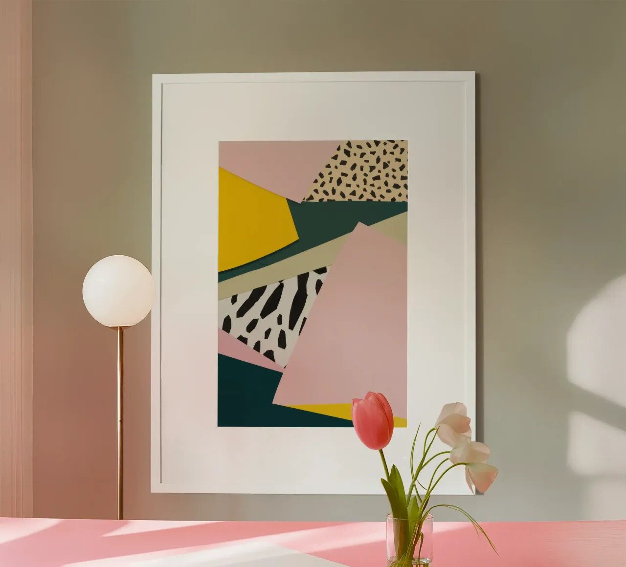 Collage in stile Memphis poster con telaio in plastica da Thistle Bloom