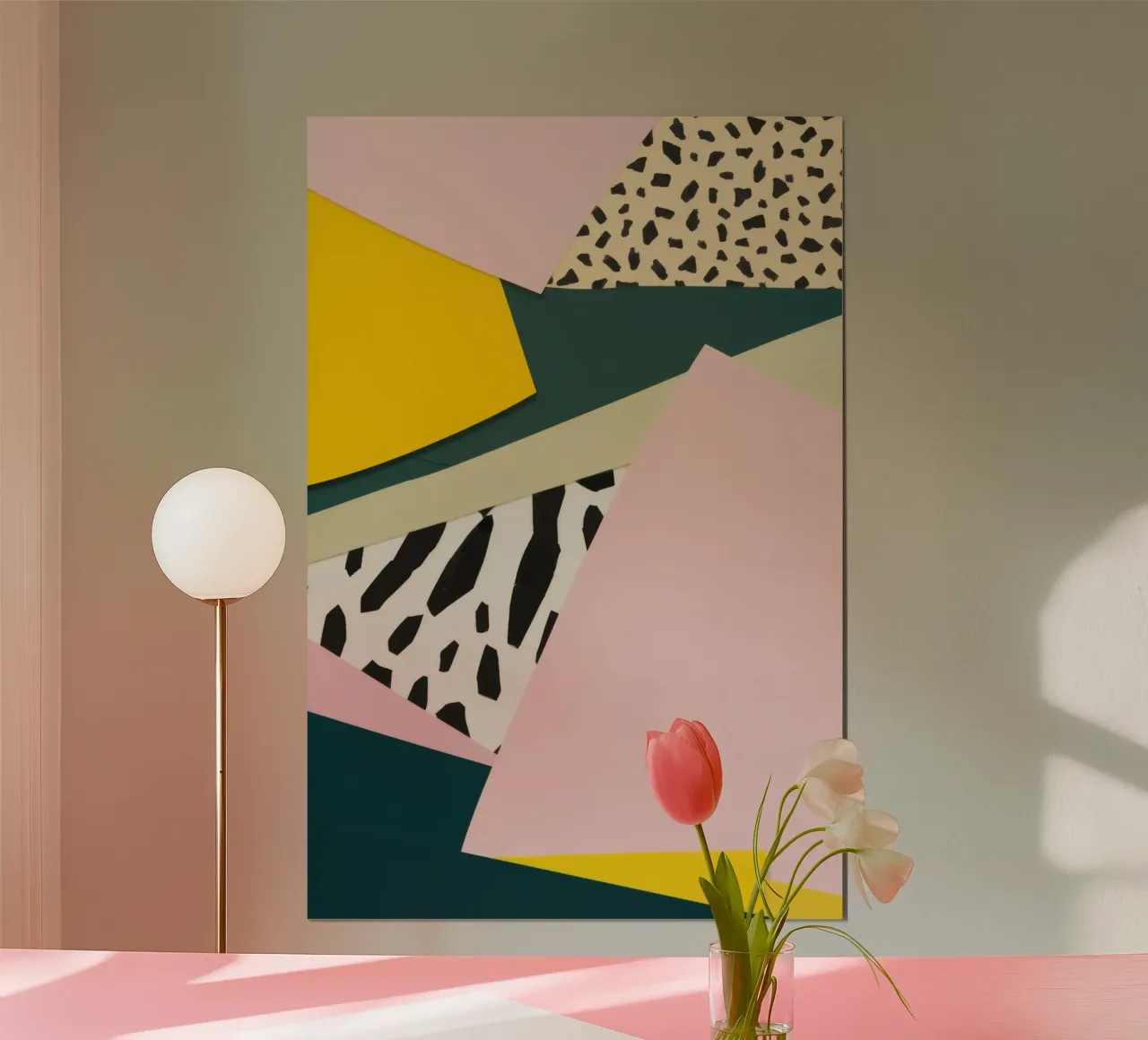 Collage in stile Memphis poster con telaio in plastica da Thistle Bloom