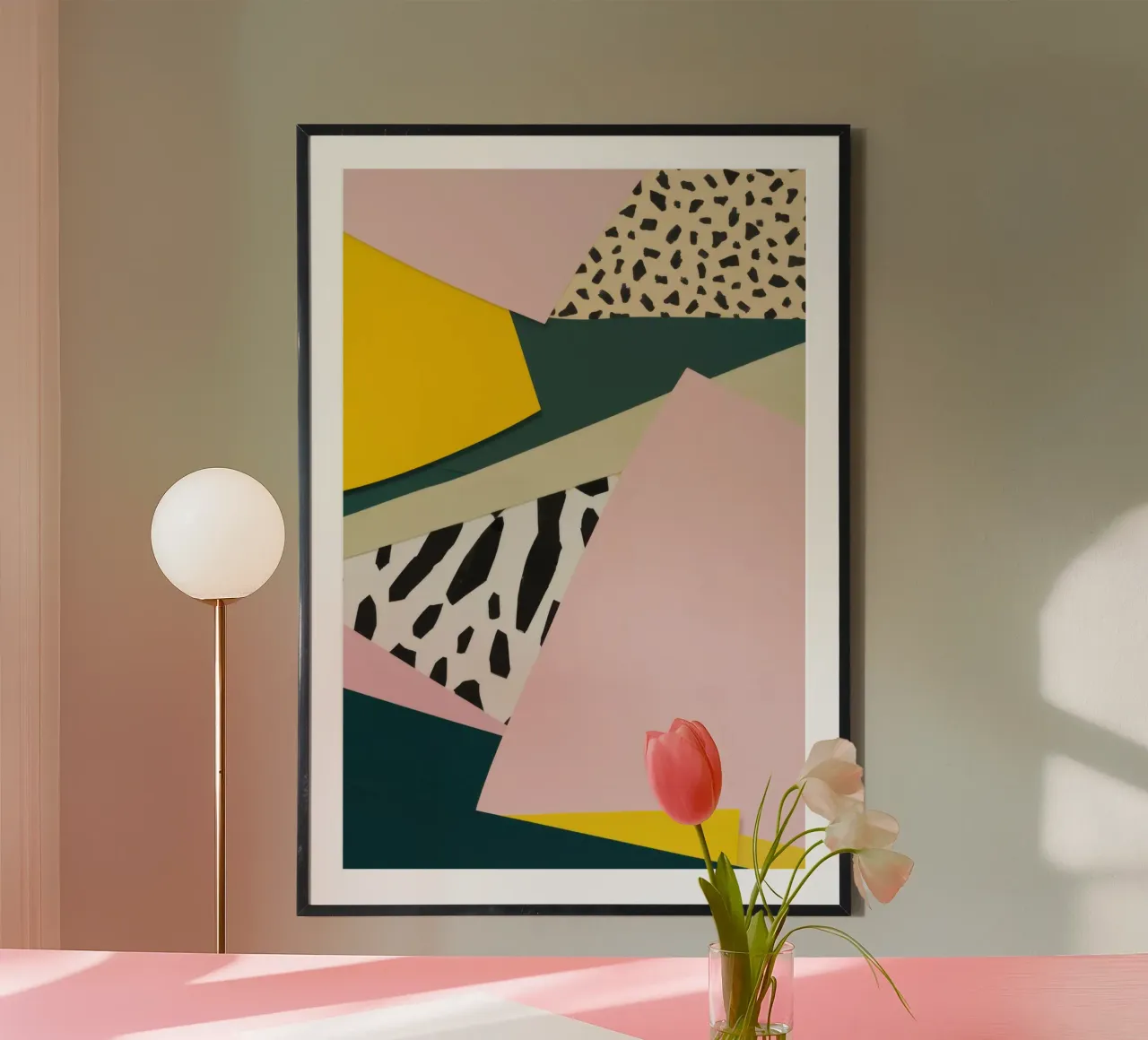 Collage in stile Memphis poster con telaio in plastica da Thistle Bloom
