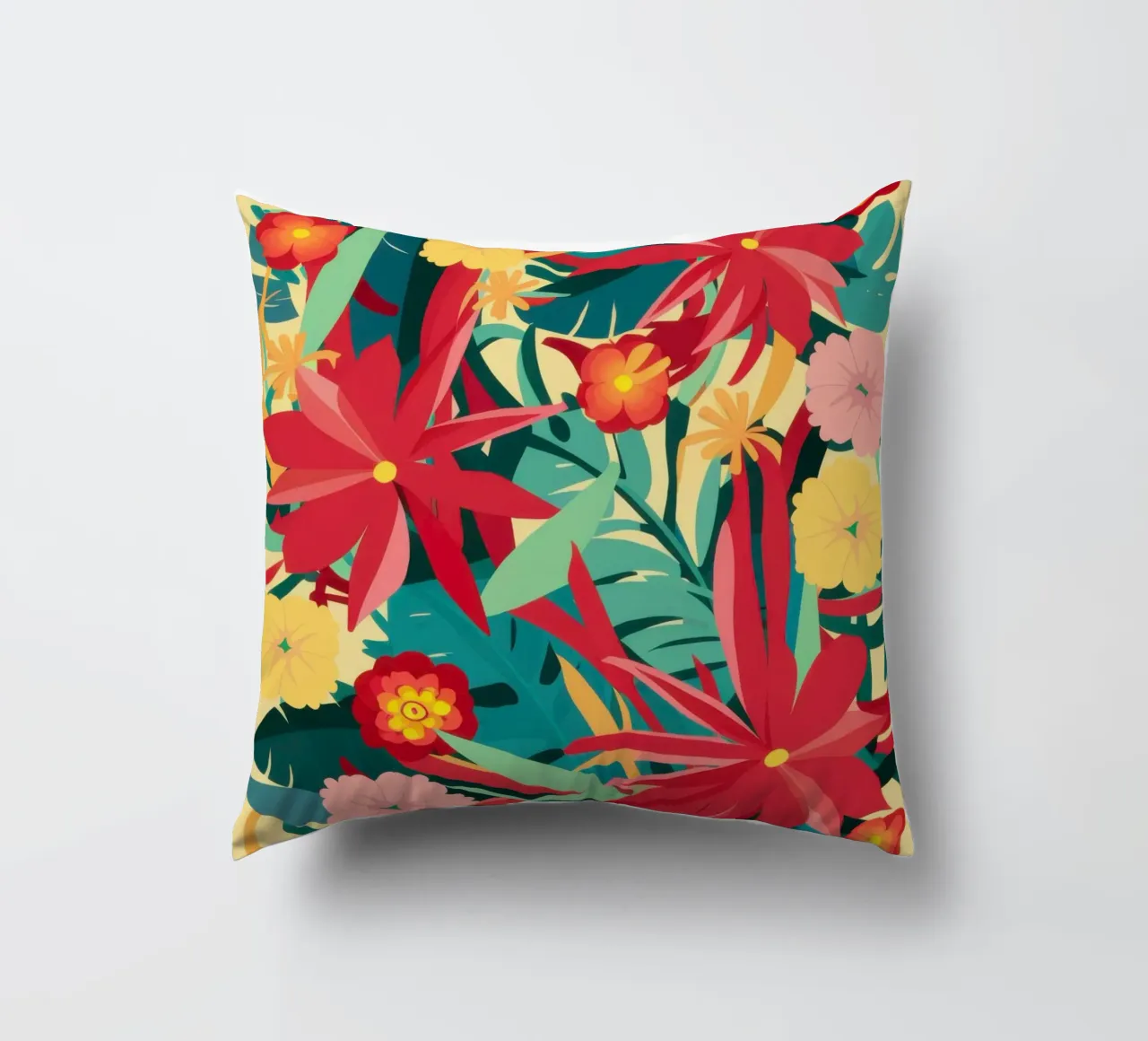 Giungla cremisi in fiore cuscino da Frosh Pallete