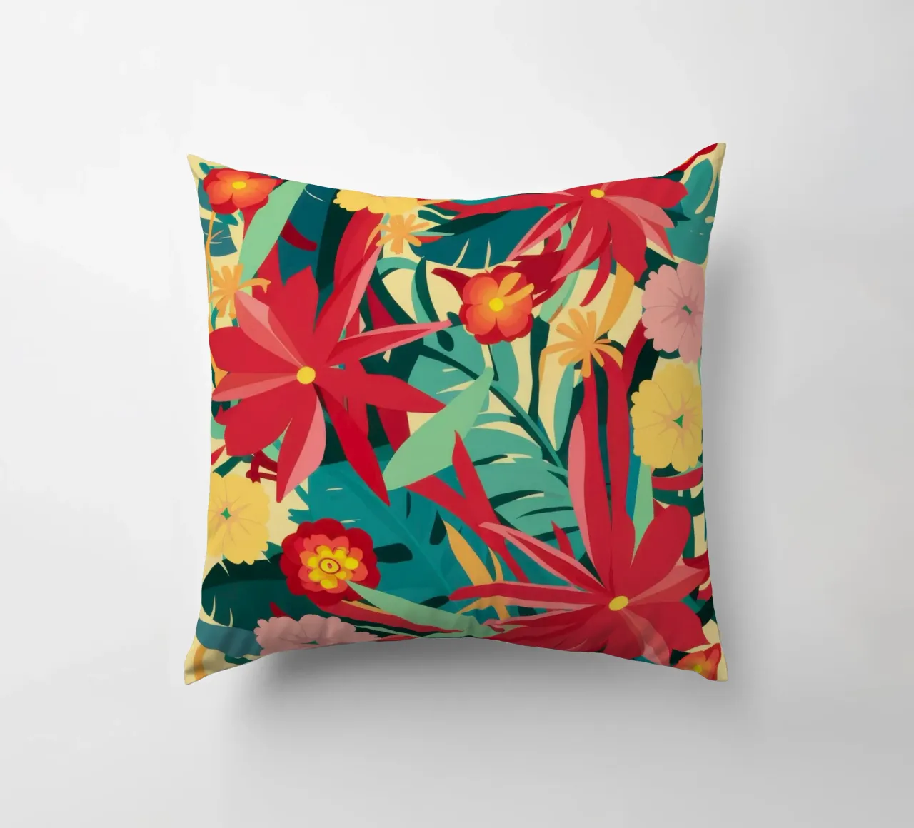 Giungla cremisi in fiore cuscino da Frosh Pallete