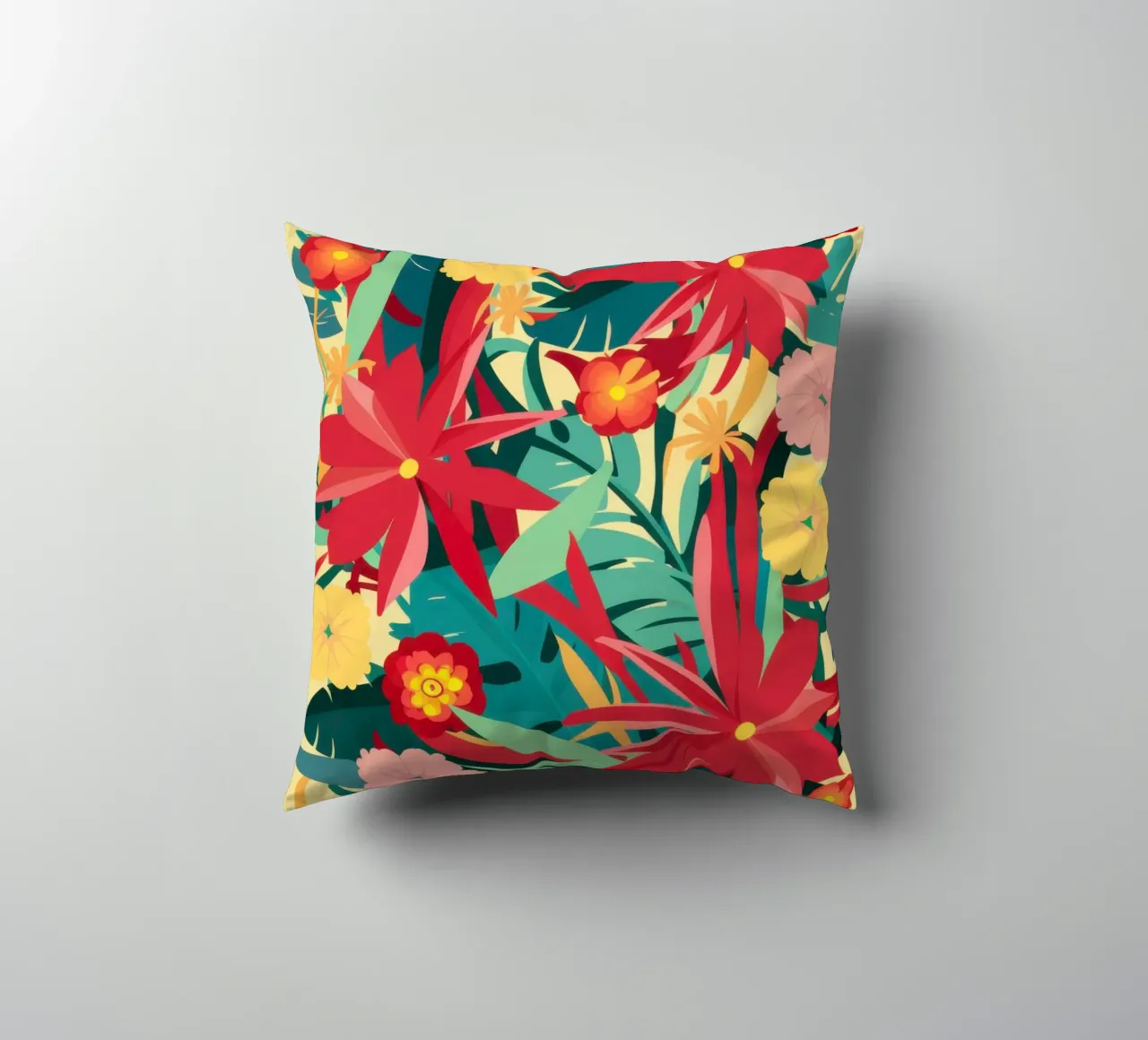 Giungla cremisi in fiore cuscino da Frosh Pallete
