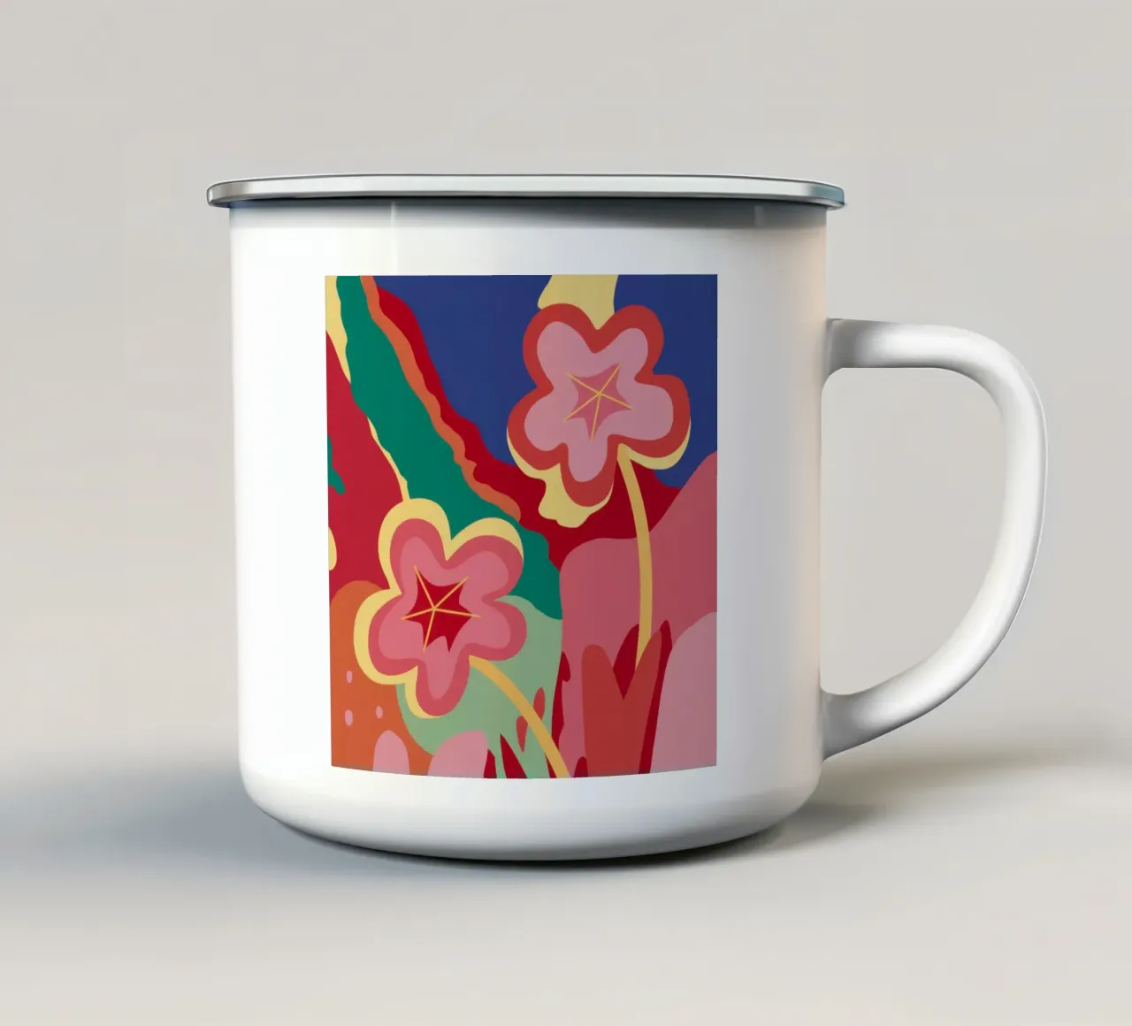 Fiori semplici e retrò tazza in smalto da Line Fable