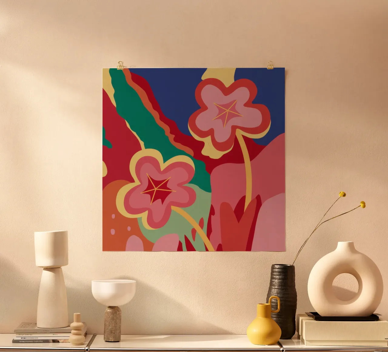 Fiori semplici e retrò poster da Line Fable