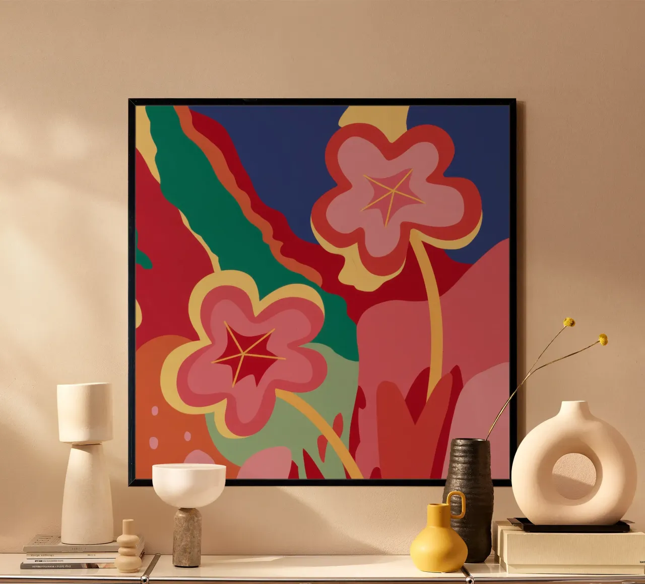 Fiori semplici e retrò poster da Line Fable