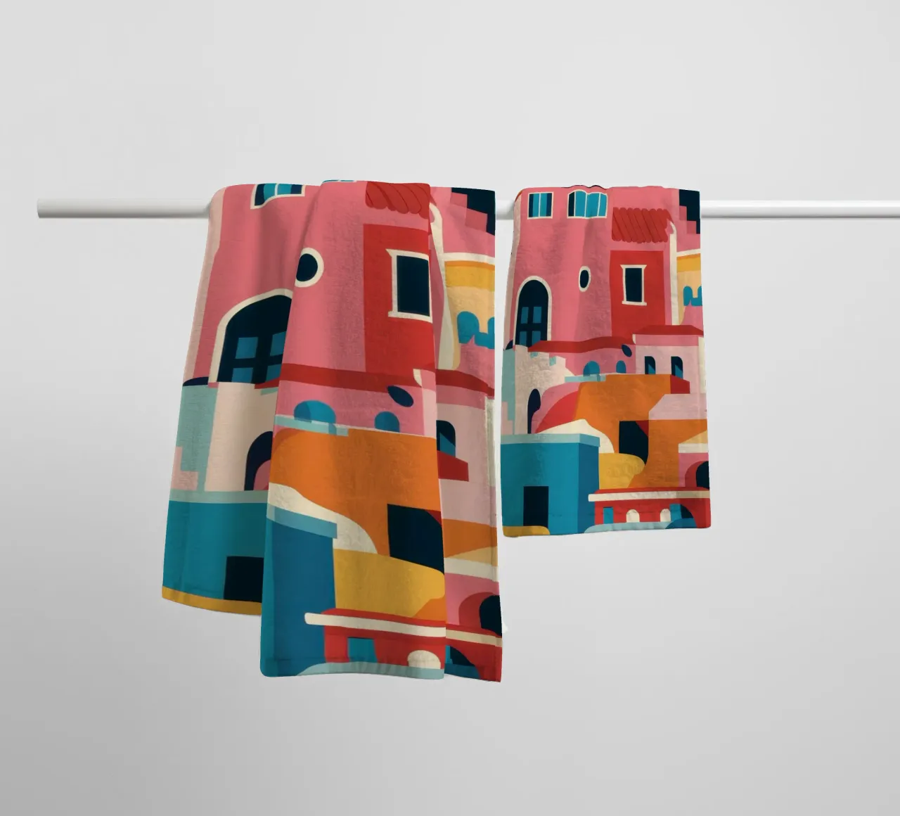 Una vivace città di collina asciugamano da bagno da Frosh Pallete