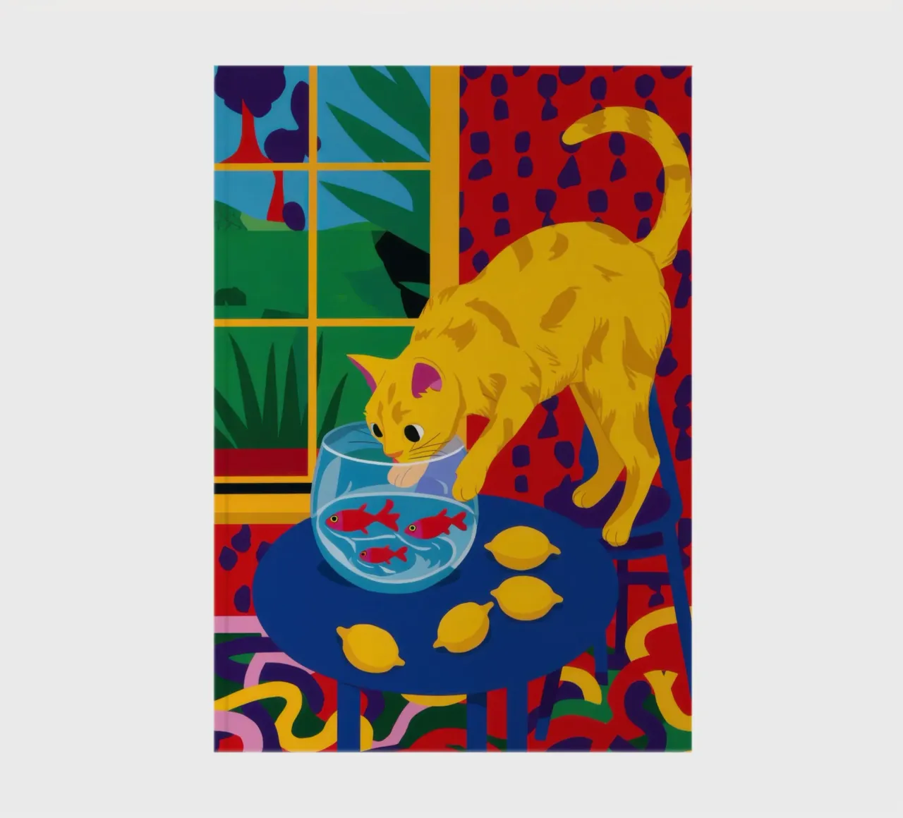Yellow Cat Curiosity notebook by Obs Canvas