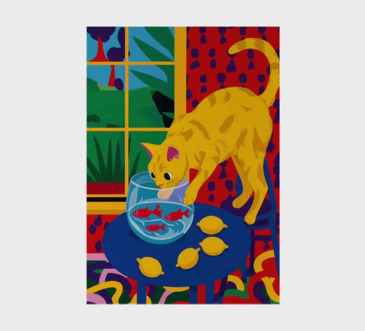Yellow Cat Curiosity notebook by Obs Canvas